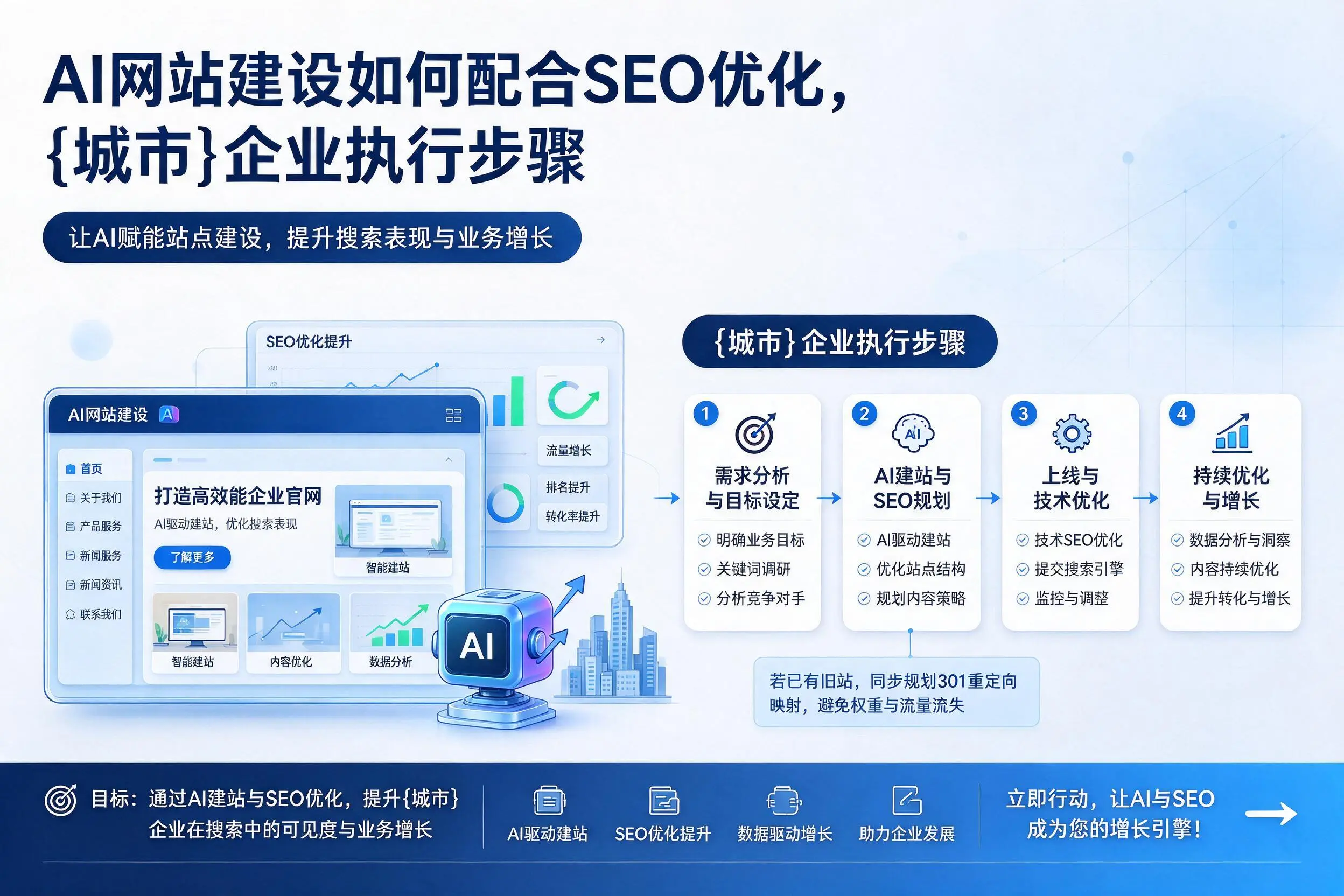 AI网站建设如何配合SEO优化,上海企业执行步骤