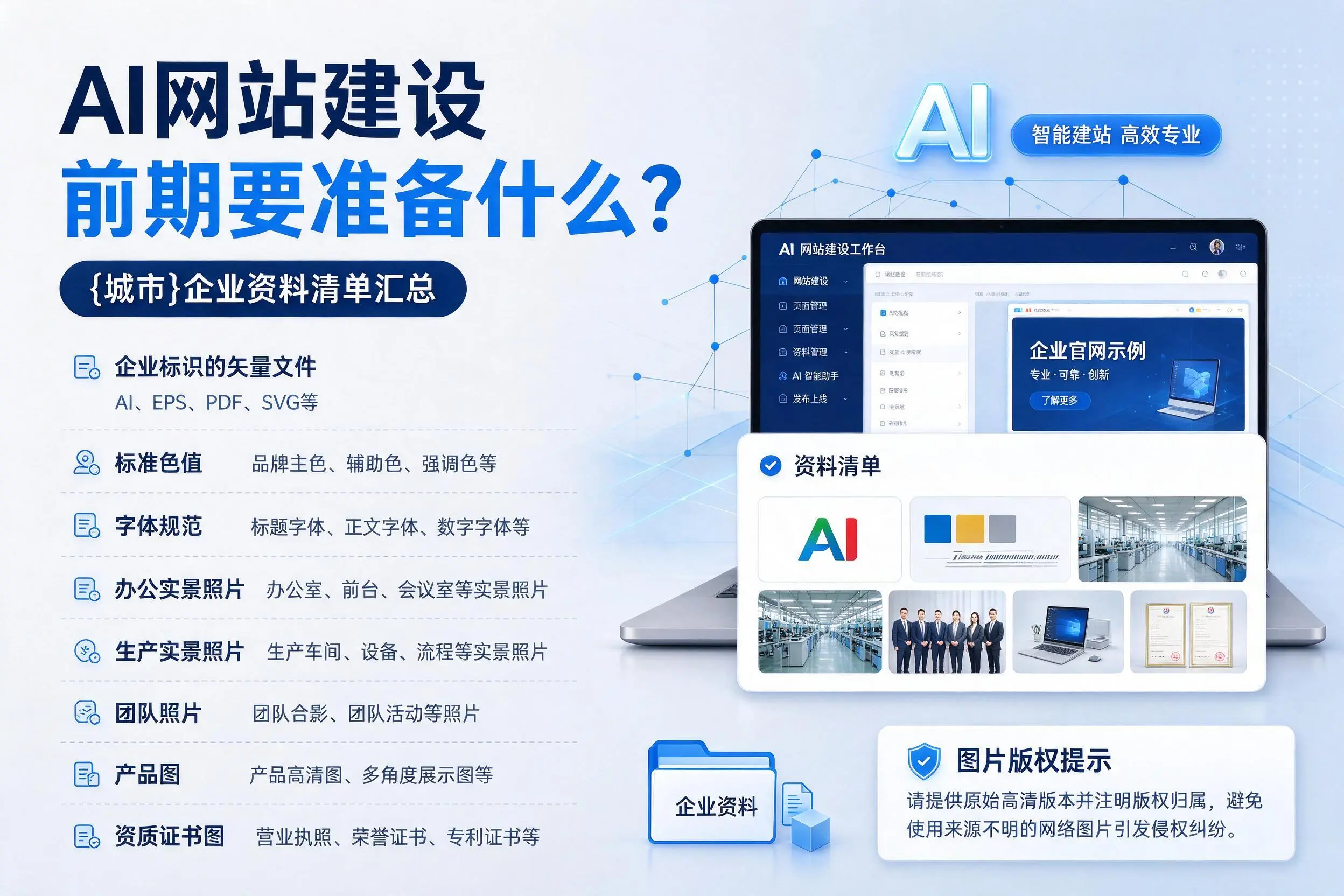 AI网站建设前期要准备什么?上海企业资料清单汇总