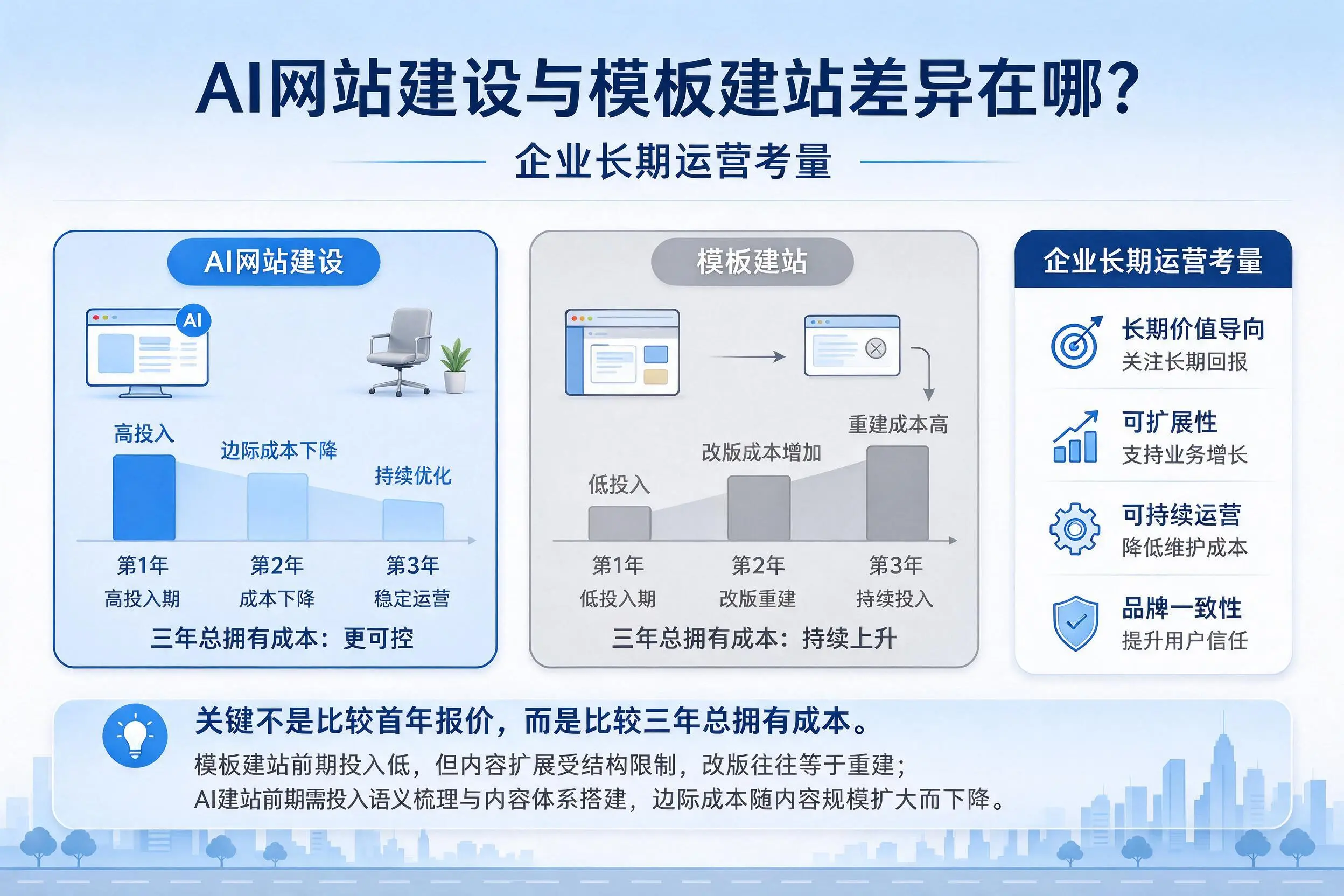 AI网站建设与模板建站差异在哪?上海企业长期运营考量