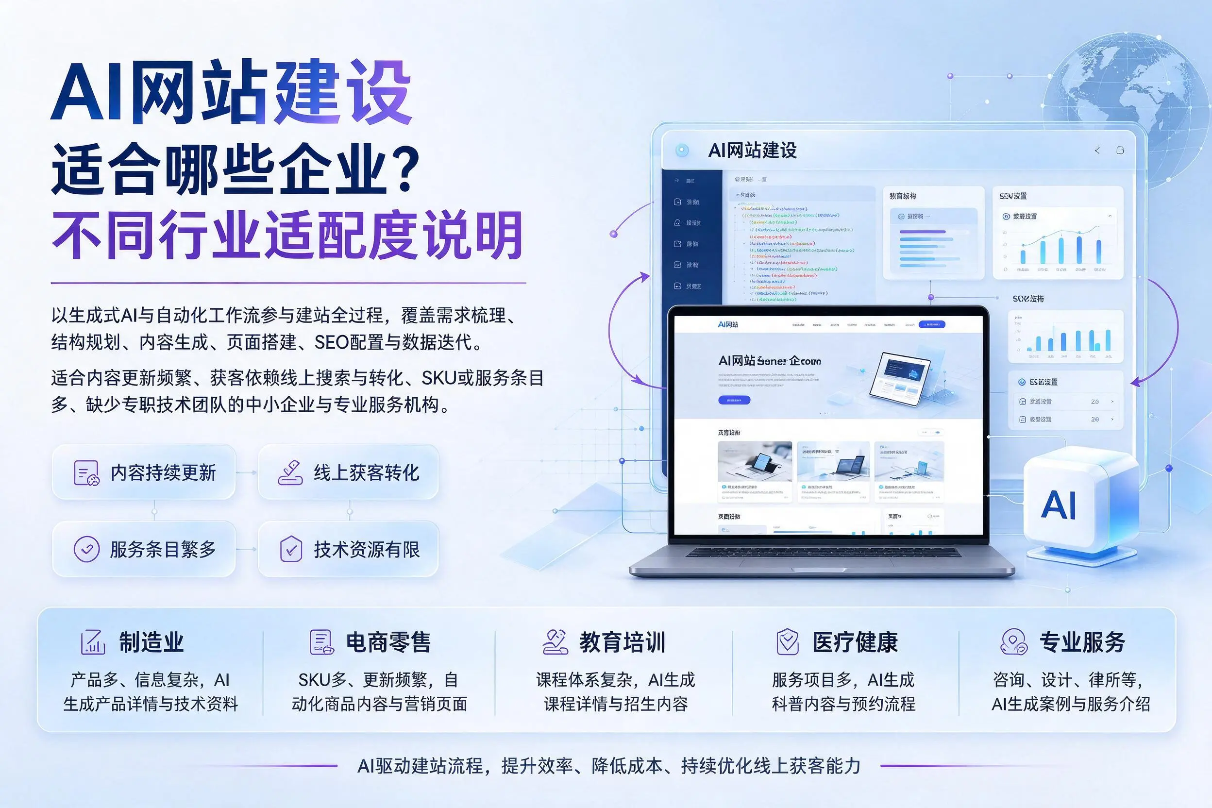 AI网站建设适合哪些企业？上海不同行业适配度说明